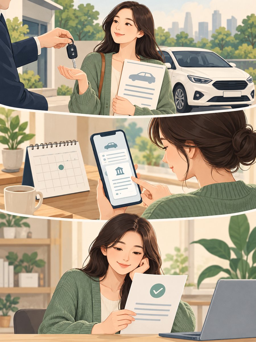 자동차 이전등록 확인과 연납 세금 조회, 환급계좌 점검 순서 그림