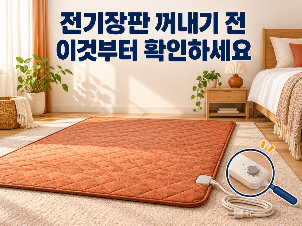 전기장판을 꺼내기 전 전선과 온도조절기를 확인하는 가을 난방 준비 이미지