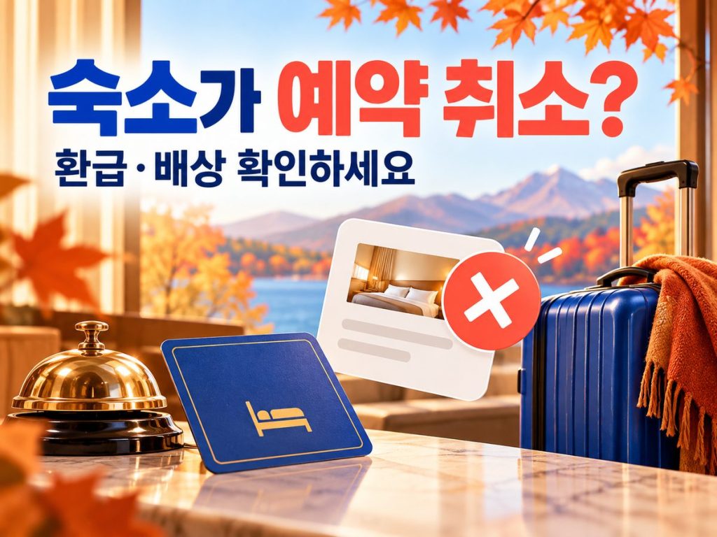 숙소가 예약을 취소했을 때 환급과 배상을 확인하는 안내 이미지
