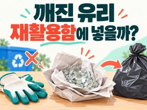 깨진 유리를 재활용함에 넣어도 되는지 묻는 생활 안내 썸네일