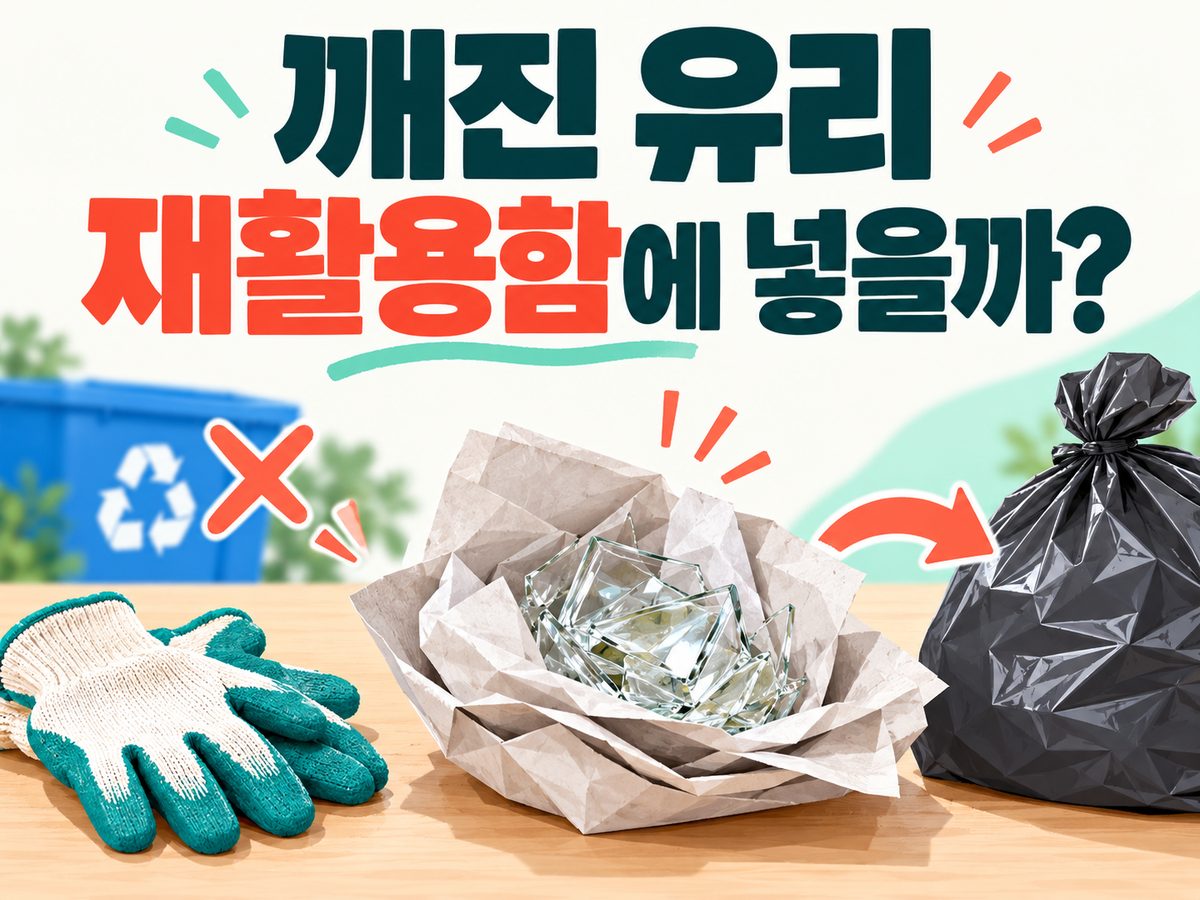 깨진 유리를 재활용함에 넣어도 되는지 묻는 생활 안내 썸네일