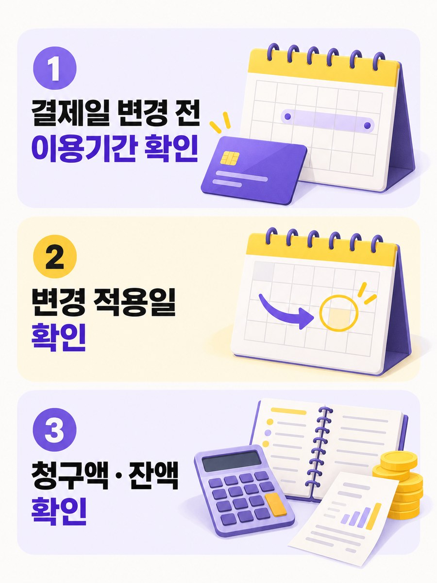 카드 결제일 변경 전 이용기간 적용일 청구액과 잔액 확인 순서