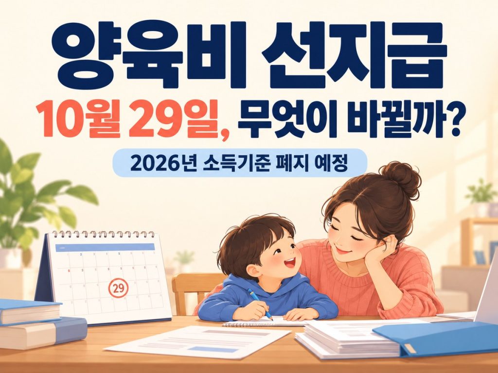 양육비 선지급제의 2026년 10월 29일 소득기준 폐지 예정 안내