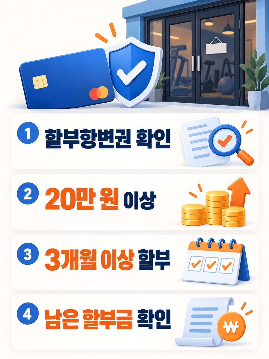 할부항변권의 거래금액 20만 원 이상 할부기간 3개월 이상과 남은 할부금 확인