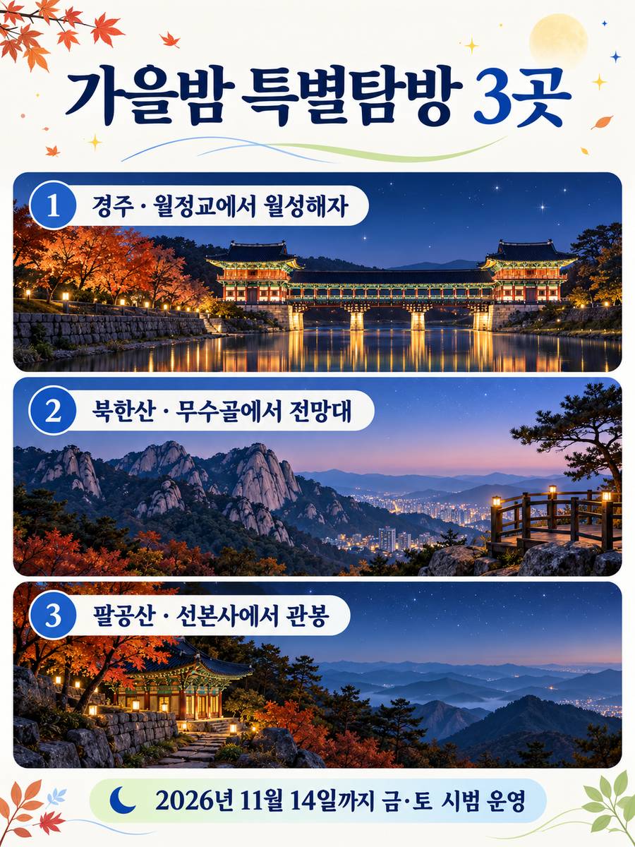 경주 북한산 팔공산의 야경 특별탐방 코스와 운영기간 안내
