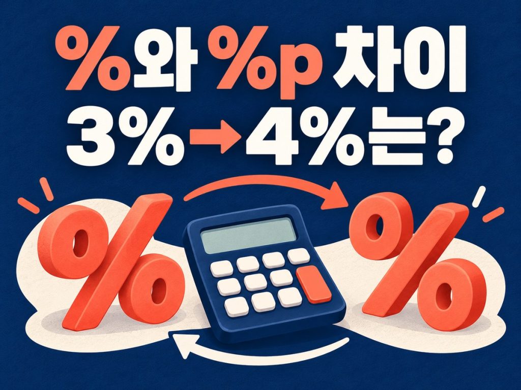 퍼센트와 퍼센트포인트 차이와 금리 3퍼센트에서 4퍼센트 변화 질문