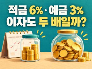적금 6퍼센트와 예금 3퍼센트의 이자가 두 배인지 묻는 썸네일