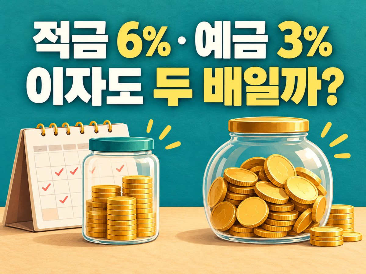 적금 6퍼센트와 예금 3퍼센트의 이자가 두 배인지 묻는 썸네일