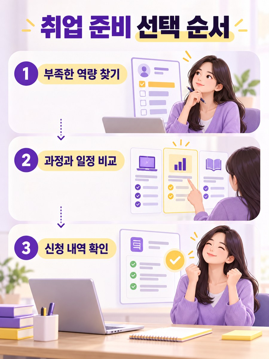 취업 준비에 필요한 역량과 과정 및 신청 내역 확인 순서