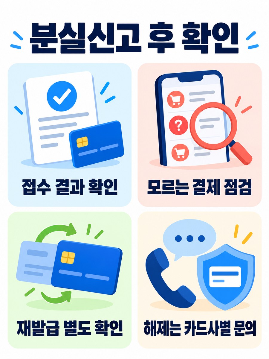 카드분실 확인 순서를 보여주는 안내 이미지