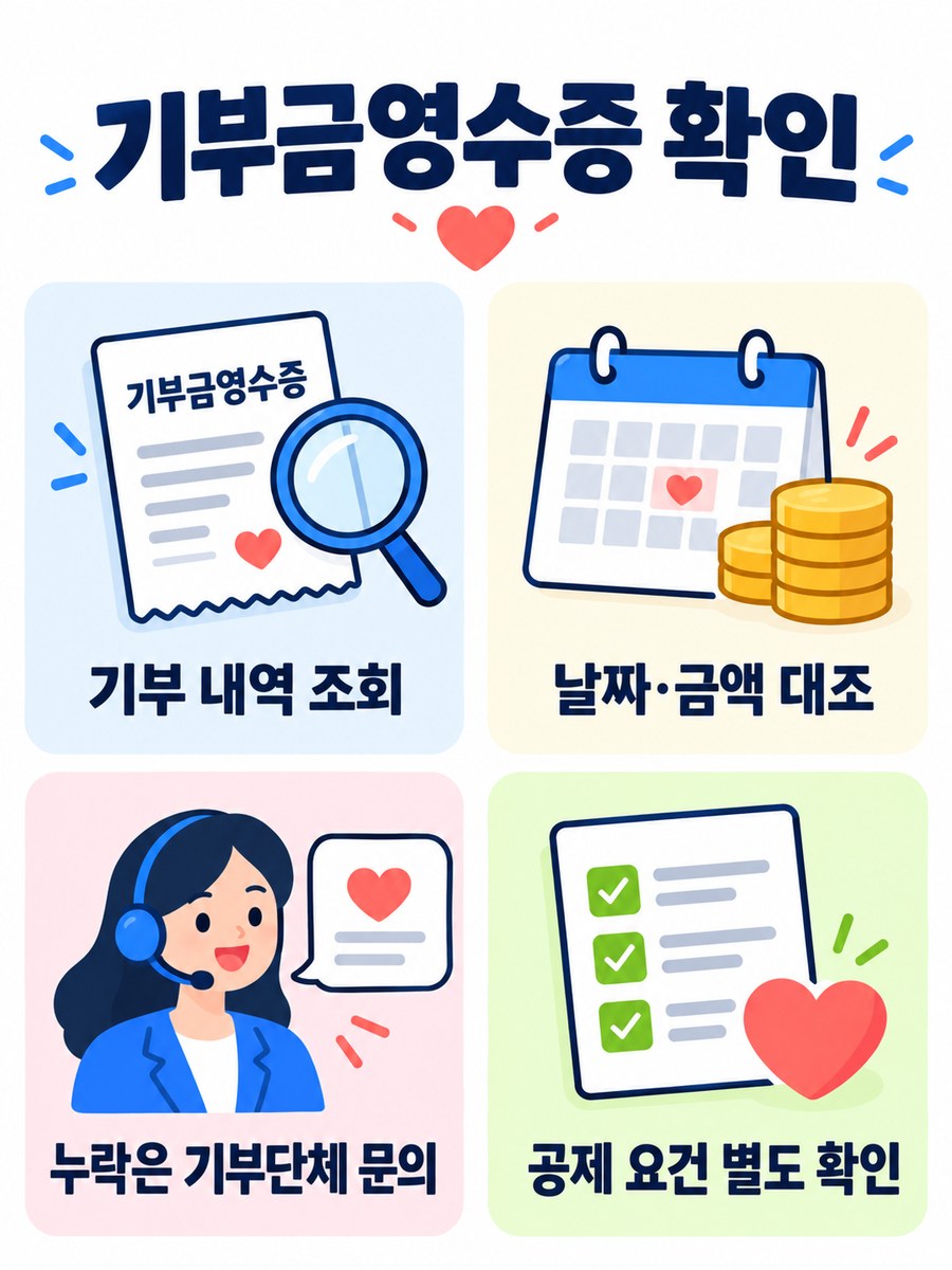 전자기부금영수증 확인 순서를 보여주는 안내 이미지