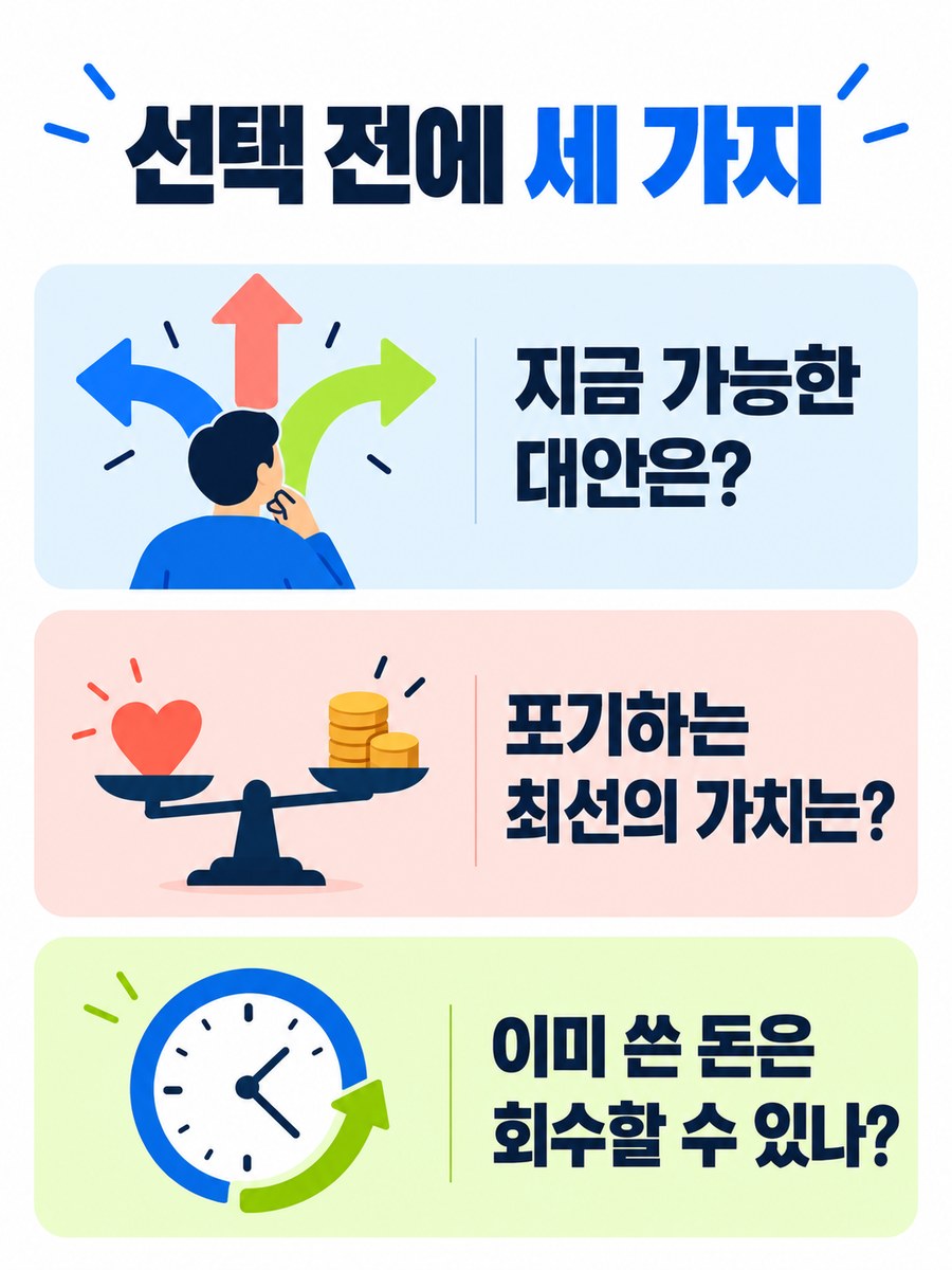 기회비용 확인 순서를 보여주는 안내 이미지