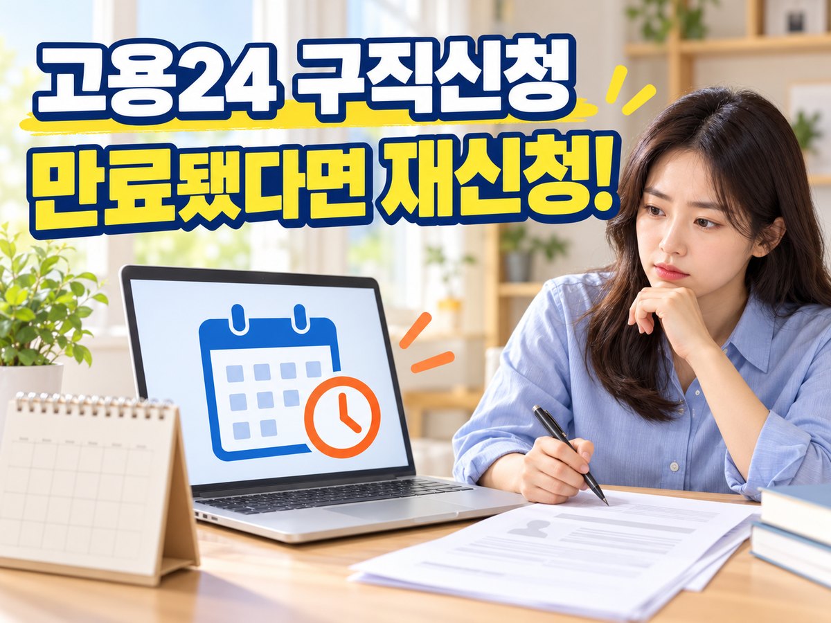 고용24 구직신청 유효기간이 만료됐을 때 재신청을 확인하라는 안내