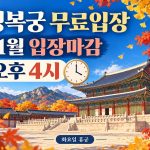경복궁 무료입장과 11월 오후 4시 입장 마감을 알리는 안내용 일러스트