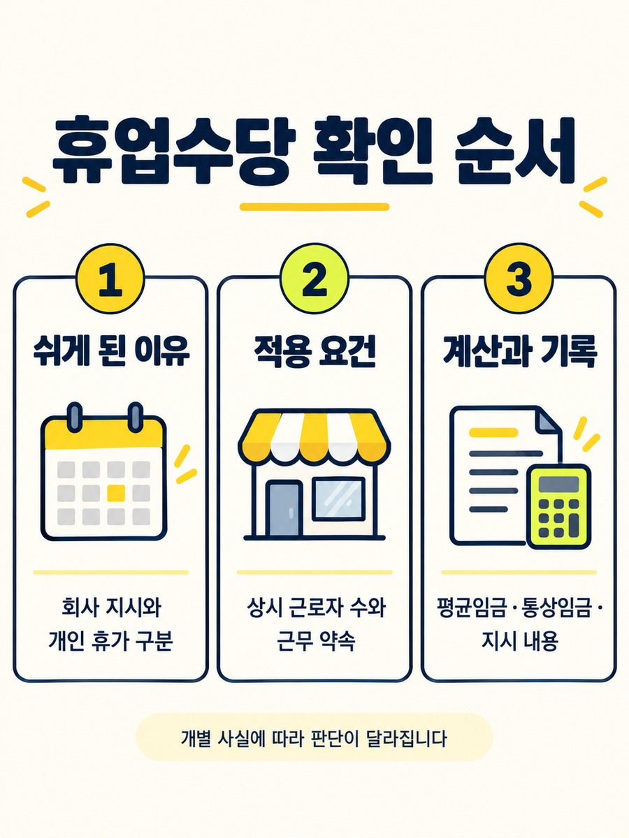 휴업수당을 쉬게 된 이유·적용요건·계산과 기록 순으로 확인하는 안내