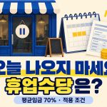 오늘 나오지 마세요라는 연락에 휴업수당을 묻는 문구와 닫힌 매장·급여 서류