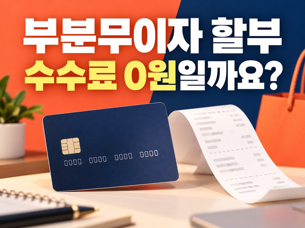 부분무이자 할부 수수료 0원일까요 문구와 신용카드 영수증