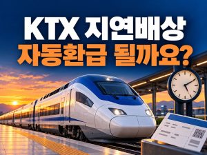 KTX 지연배상 자동환급 될까요 문구와 기차 시계 승차권
