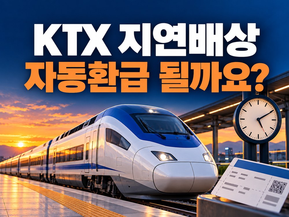 KTX 지연배상 자동환급 될까요 문구와 기차 시계 승차권