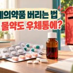 폐의약품 버리는 법 물약도 우체통에 문구와 알약 및 약병