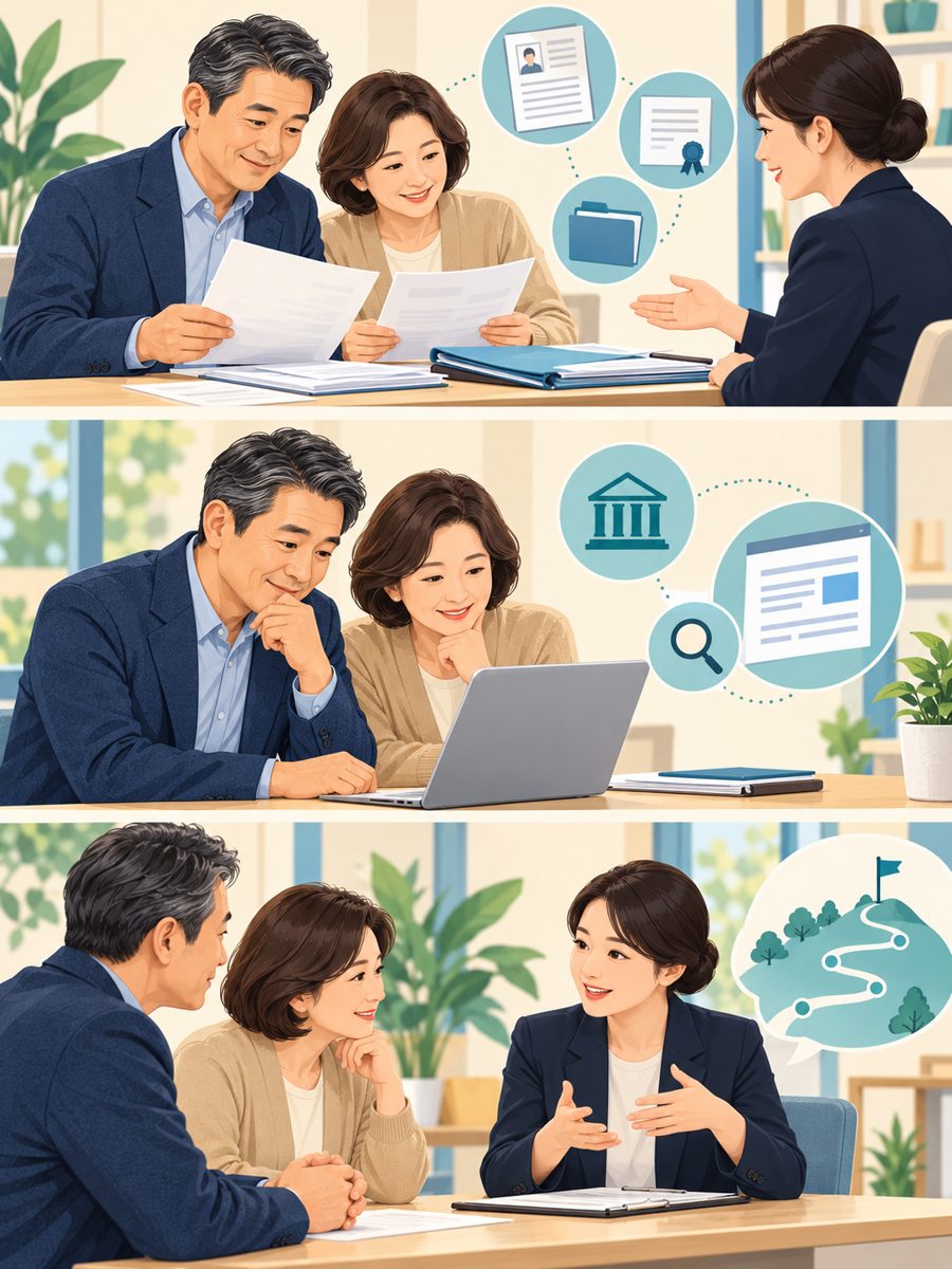 중장년 경력 정리와 상담, 재취업 계획 수립 과정 그림